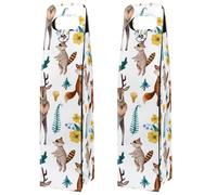 VAPOKF Wine Tote Carrier, 2 PCS Reusable Leather Single Bottle Champagne, Beer Gift Bags for Birthday, Wedding, Picnic Party, Christmas - Forest Animals Happy Pattern