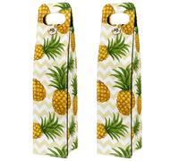 VAPOKF Wine Tote Carrier, 2 PCS Reusable Leather Single Bottle Champagne, Beer Gift Bags for Birthday, Wedding, Picnic Party, Christmas - Pineapple Geometry