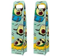 VAPOKF Wine Tote Carrier, 2 PCS Reusable Leather Single Bottle Champagne, Beer Gift Bags for Birthday, Wedding, Picnic Party, Christmas - Green Cute Avocado Pattern