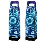 VAPOKF Wine Tote Carrier, 2 PCS Reusable Leather Single Bottle Champagne, Beer Gift Bags for Birthday, Wedding, Picnic Party, Christmas - Zodiac Circle Cosmos Pattern