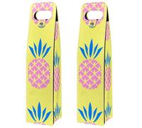 VAPOKF Wine Tote Carrier, 2 PCS Reusable Leather Single Bottle Champagne, Beer Gift Bags for Birthday, Wedding, Picnic Party, Christmas - Summer Pineapple Pattern Fruit