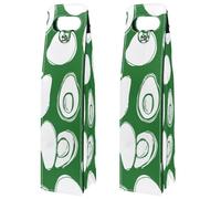 VAPOKF Wine Tote Carrier, 2 PCS Reusable Leather Single Bottle Champagne, Beer Gift Bags for Birthday, Wedding, Picnic Party, Christmas - Cartoon Avocado Pattern