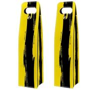 VAPOKF Wine Tote Carrier, 2 PCS Reusable Leather Single Bottle Champagne, Beer Gift Bags for Birthday, Wedding, Picnic Party, Christmas - Yellow and Black Bee Strip