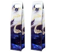 VAPOKF Wine Tote Carrier, 2 PCS Reusable Leather Single Bottle Champagne, Beer Gift Bags for Birthday, Wedding, Picnic Party, Christmas - Tai Chi Fish
