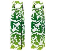 VAPOKF Wine Tote Carrier, 2 PCS Reusable Leather Single Bottle Champagne, Beer Gift Bags for Birthday, Wedding, Picnic Party, Christmas - Green Frogs Pattern
