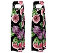 VAPOKF Wine Tote Carrier, 2 PCS Reusable Leather Single Bottle Champagne, Beer Gift Bags for Birthday, Wedding, Picnic Party, Christmas - Fruit Fig Leaves Pattern