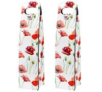 VAPOKF Wine Tote Carrier, 2 PCS Reusable Leather Single Bottle Champagne, Beer Gift Bags for Birthday, Wedding, Picnic Party, Christmas - Poppy Flowers Pattern