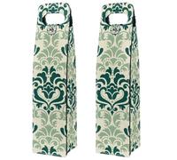 VAPOKF Wine Tote Carrier, 2 PCS Reusable Leather Single Bottle Champagne, Beer Gift Bags for Birthday, Wedding, Picnic Party, Christmas - Green Pattern Elegant Luxury Geometric Texture