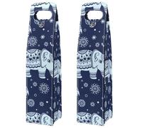 VAPOKF Wine Tote Carrier, 2 PCS Reusable Leather Single Bottle Champagne, Beer Gift Bags for Birthday, Wedding, Picnic Party, Christmas - Elephant Purple Indian