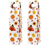 VAPOKF Wine Tote Carrier, 2 PCS Reusable Leather Single Bottle Champagne, Beer Gift Bags for Birthday, Wedding, Picnic Party, Christmas - Thanksgiving Turkey Pumpkin