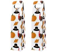 VAPOKF Wine Tote Carrier, 2 PCS Reusable Leather Single Bottle Champagne, Beer Gift Bags for Birthday, Wedding, Picnic Party, Christmas - Turkey and Pumpkin