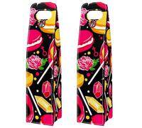 VAPOKF Wine Tote Carrier, 2 PCS Reusable Leather Single Bottle Champagne, Beer Gift Bags for Birthday, Wedding, Picnic Party, Christmas - Lip Rose Macaron Diamond Lollipops