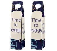 VAPOKF Wine Tote Carrier, 2 PCS Reusable Leather Single Bottle Champagne, Beer Gift Bags for Birthday, Wedding, Picnic Party, Christmas - Hygge Purple