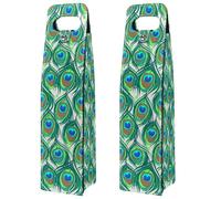 VAPOKF Wine Tote Carrier, 2 PCS Reusable Leather Single Bottle Champagne, Beer Gift Bags for Birthday, Wedding, Picnic Party, Christmas - Peacock Feather Pattern