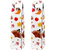 VAPOKF Wine Tote Carrier, 2 PCS Reusable Leather Single Bottle Champagne, Beer Gift Bags for Birthday, Wedding, Picnic Party, Christmas - Thanksgiving Turkey Pumkin