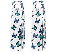 VAPOKF Wine Tote Carrier, 2 PCS Reusable Leather Single Bottle Champagne, Beer Gift Bags for Birthday, Wedding, Picnic Party, Christmas - Butterfly Blue Green Pattern