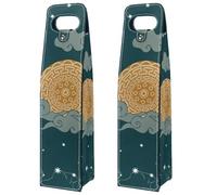 VAPOKF Wine Tote Carrier, 2 PCS Reusable Leather Single Bottle Champagne, Beer Gift Bags for Birthday, Wedding, Picnic Party, Christmas - Zodiac Moon Cloud Pattern