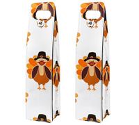 VAPOKF Wine Tote Carrier, 2 PCS Reusable Leather Single Bottle Champagne, Beer Gift Bags for Birthday, Wedding, Picnic Party, Christmas - Thanksgiving Day Turkey (3)