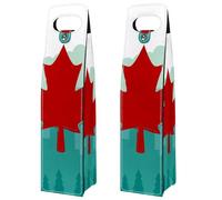 VAPOKF Wine Tote Carrier, 2 PCS Reusable Leather Single Bottle Champagne, Beer Gift Bags for Birthday, Wedding, Picnic Party, Christmas - Canada Day Maple Leaf