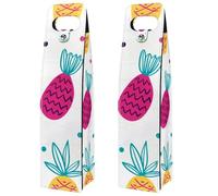 VAPOKF Wine Tote Carrier, 2 PCS Reusable Leather Single Bottle Champagne, Beer Gift Bags for Birthday, Wedding, Picnic Party, Christmas - Colorful Pineapple