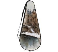VAPOKF Winter City Building River Racket Bag for Tennis, Tennis Bat Cover Racket Case Paddle Bag, Holds up to 2 Racquets