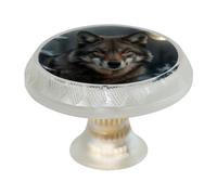 VAPOKF Wolf Moon Cabinet Knobs, Premium Door Drawer Knobs, Transparent Round Cupboard Handles with Screws, for Kitchen Bedroom Furniture - Pack of 4