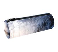 VAPOKF Wolves on Cold Forest Canvas Pen Pencil Case Coin Purse Cosmetic Makeup Bag for Student Stationery School Office Storage
