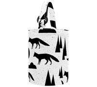 VAPOKF Womens Bucket Handbag, Abstract Black and White Fox Moutain Cloud Pattern Canvas Tote Bag Purses Trendy Shoulder Bag