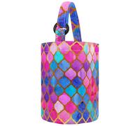 VAPOKF Womens Bucket Handbag, Abstract Geometric Mermaid Scale Watercolor Pattern Canvas Tote Bag Purses Trendy Shoulder Bag