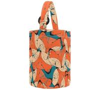 VAPOKF Womens Bucket Handbag, Animal Red Fox Cute Cartoon Pattern Canvas Tote Bag Purses Trendy Shoulder Bag