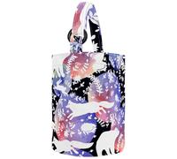 VAPOKF Womens Bucket Handbag, Animals Bear Fox Rabbit Flowers Watercolor Pattern Canvas Tote Bag Purses Trendy Shoulder Bag