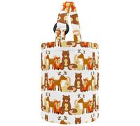 VAPOKF Womens Bucket Handbag, Animals Fox Bear Hedgehog Forest Wildlife Natural Pattern Canvas Tote Bag Purses Trendy Shoulder Bag