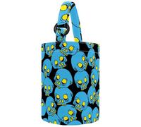 VAPOKF Womens Bucket Handbag, Blue Sugar Skull Pattern Canvas Tote Bag Purses Trendy Shoulder Bag