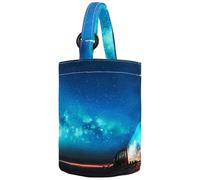 VAPOKF Womens Bucket Handbag, Boy Pulled Big Bulb Half Buried Ground Night Sky Stars Space Dust Canvas Tote Bag Purses Trendy Shoulder Bag
