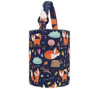 VAPOKF Womens Bucket Handbag, Cartoon Fox Forest Heart Tree Pattern Canvas Tote Bag Purses Trendy Shoulder Bag