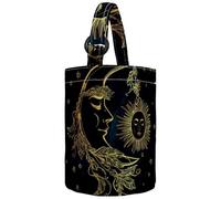 VAPOKF Womens Bucket Handbag, Crescent Moon and Sleeping Sun Canvas Tote Bag Purses Trendy Shoulder Bag