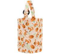 VAPOKF Womens Bucket Handbag, Cute Animals Fox and Flowers Pattern Canvas Tote Bag Purses Trendy Shoulder Bag