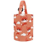 VAPOKF Womens Bucket Handbag, Cute Fox and Clouds Pattern Canvas Tote Bag Purses Trendy Shoulder Bag