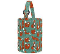 VAPOKF Womens Bucket Handbag, Cute Foxes Forest Animals Pattern Canvas Tote Bag Purses Trendy Shoulder Bag