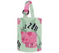 VAPOKF Womens Bucket Handbag, Cute Lazy Pink Pig Sheep Canvas Tote Bag Purses Trendy Shoulder Bag