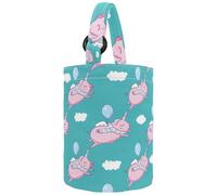 VAPOKF Womens Bucket Handbag, Cute Pink Pig as Pegasus and Unicorn with Clouds Pattern Canvas Tote Bag Purses Trendy Shoulder Bag