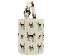 VAPOKF Womens Bucket Handbag, Cute Puppy and Foxhound Hunting Dog Pattern Canvas Tote Bag Purses Trendy Shoulder Bag