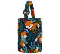 VAPOKF Womens Bucket Handbag, Cute Winter Forest and Animal Fox Christmas Pattern Canvas Tote Bag Purses Trendy Shoulder Bag