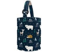 VAPOKF Womens Bucket Handbag, Dear Beer Fox Tree Pattern Canvas Tote Bag Purses Trendy Shoulder Bag