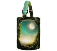 VAPOKF Womens Bucket Handbag, Enchanted Dark Forest in the Moonlight Canvas Tote Bag Purses Trendy Shoulder Bag
