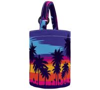 VAPOKF Womens Bucket Handbag, Evening on the Beach with Palm Trees Canvas Tote Bag Purses Trendy Shoulder Bag