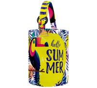 VAPOKF Womens Bucket Handbag, Exotic Toucan Hello Summer Leaves Canvas Tote Bag Purses Trendy Shoulder Bag