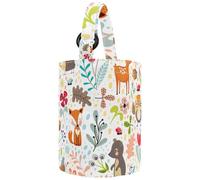 VAPOKF Womens Bucket Handbag, Forest Animals Flower Deer Bear Owl Fox Hedgehog Canvas Tote Bag Purses Trendy Shoulder Bag