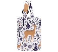 VAPOKF Womens Bucket Handbag, Forest Animals Owl Deer Birds Foxes Trees Snowflakes Pattern Canvas Tote Bag Purses Trendy Shoulder Bag