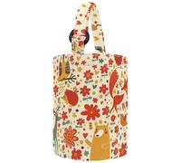 VAPOKF Womens Bucket Handbag, Forest Bear Fox Flower Canvas Tote Bag Purses Trendy Shoulder Bag